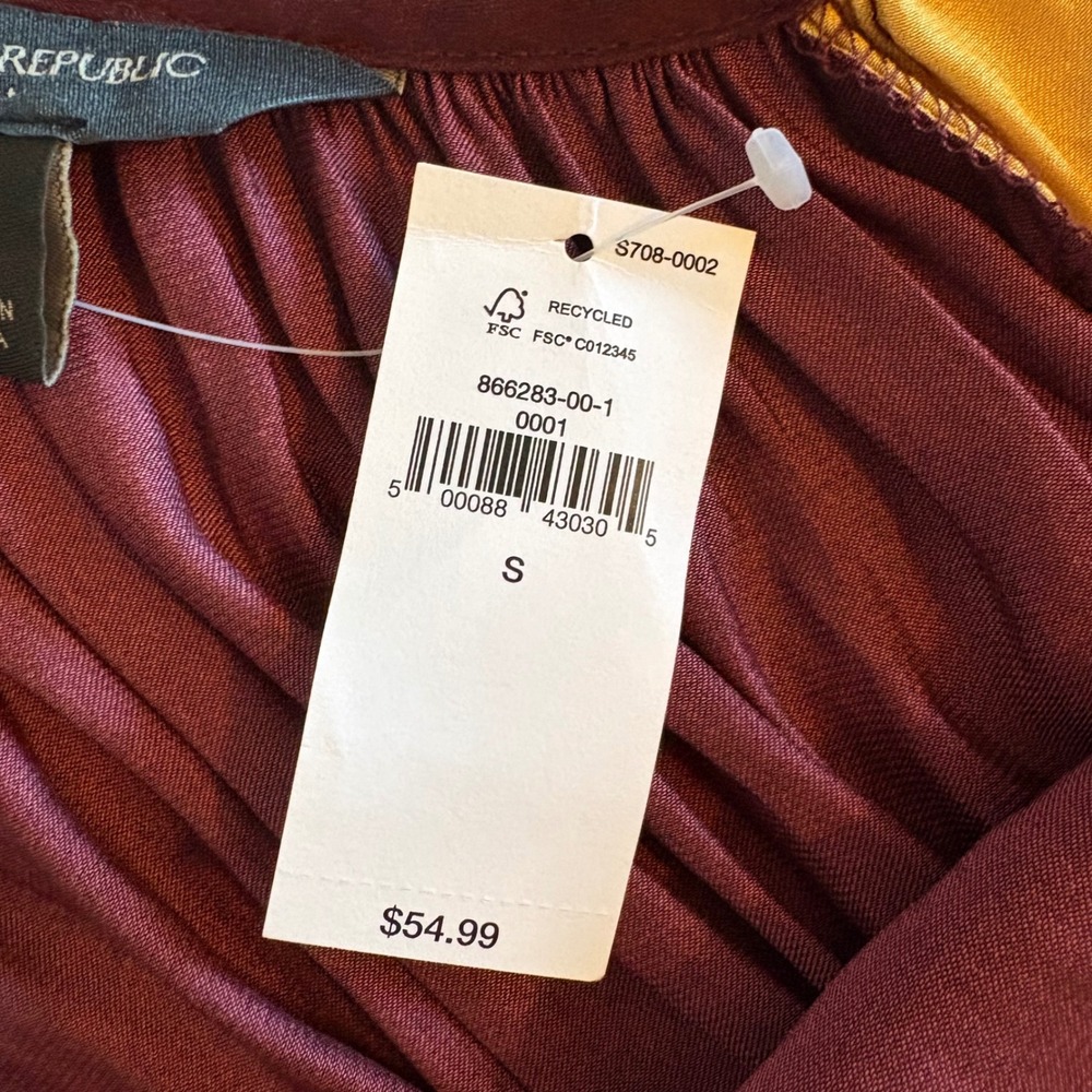 Banana Republic Womens Colorblock Cold Shoulder Halter Top Burgundy Yellow S NEW - Picture 8 of 10